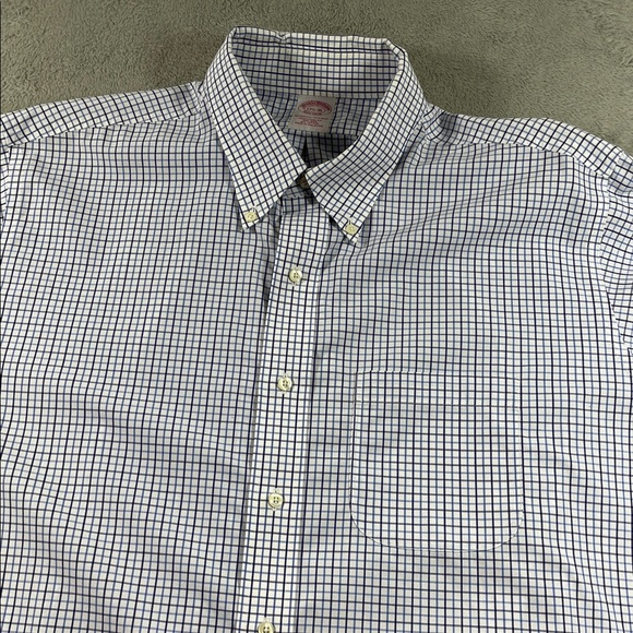 Brooks Brothers Other - Brooks Brothers Men’s Shirt Size 17.5 -35 Blue & White Checkered Button Collar